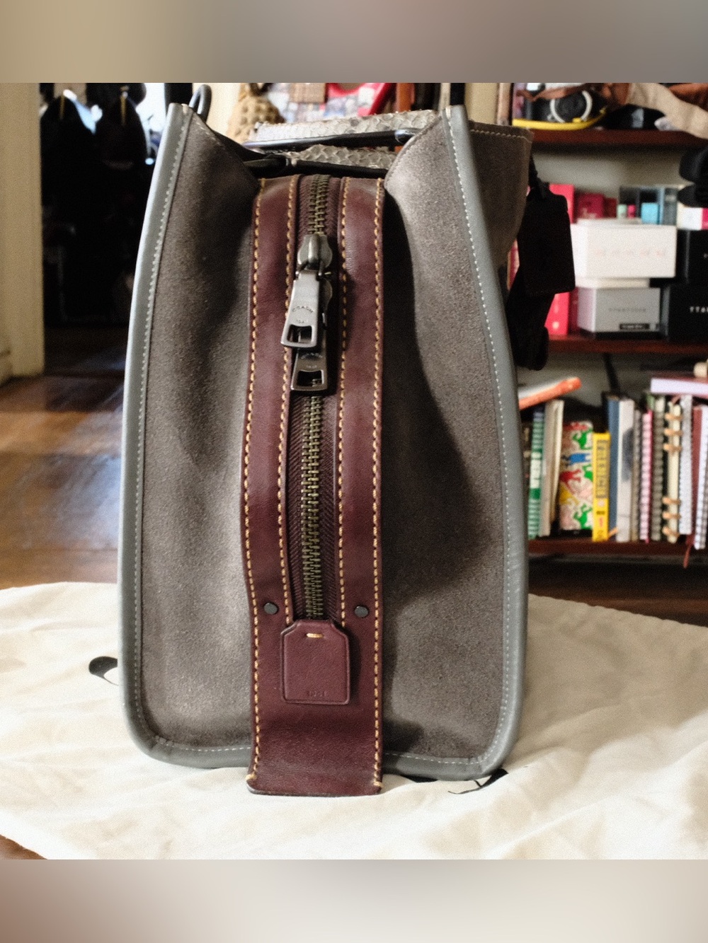 Coach Gray Suede MTO Rogue 36 With Genuine Python Handles and hang tag 1941 - Picture 6 of 11